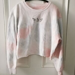 Hollister cropped crewneck tiedye sweatshirt. Embroidered 🌸. Size M